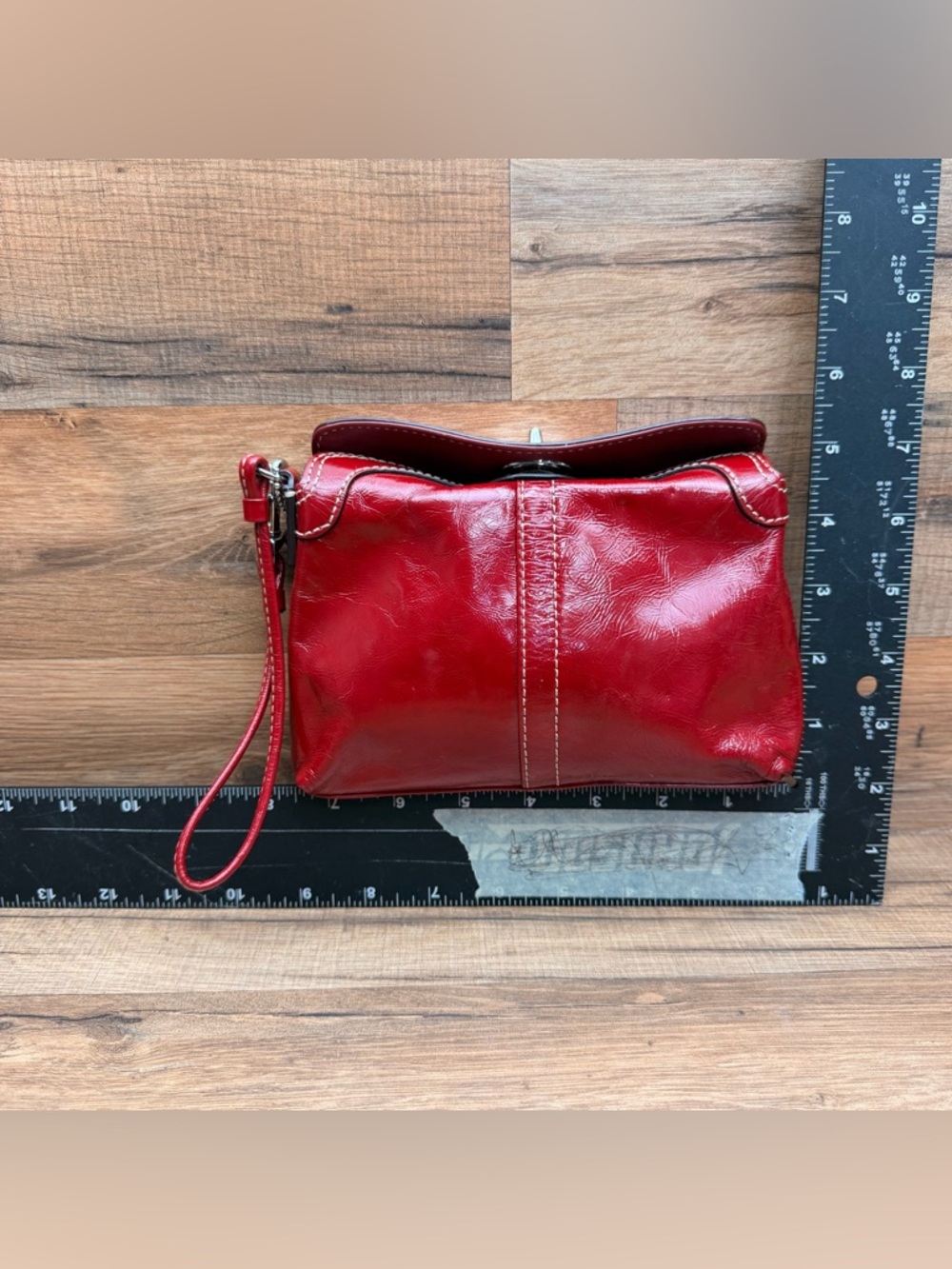 Coach Red Patent Leather Turnlock Wristlet - Picture 4 of 6
